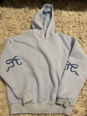 Edikted Light Blue Hoodie with Sleeve Ribbon NEVER WORN